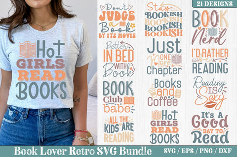 Book Lover Retro SVG Bundle SVG akazaddesign 