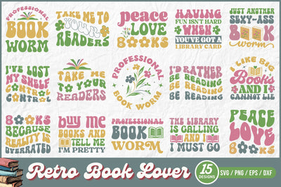 Book Lover Retro Svg Bundle SVG Regulrcrative 