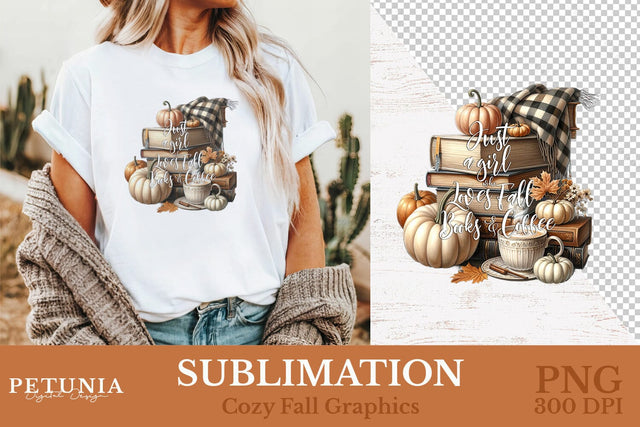 Book Lover Sublimation Design | Fall Clipart Sublimation Petunia Digital Design 