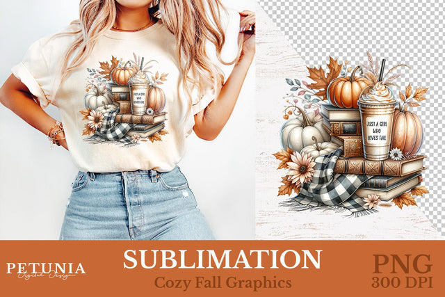 Book Lover Sublimation Design | Fall Clipart Sublimation Petunia Digital Design 
