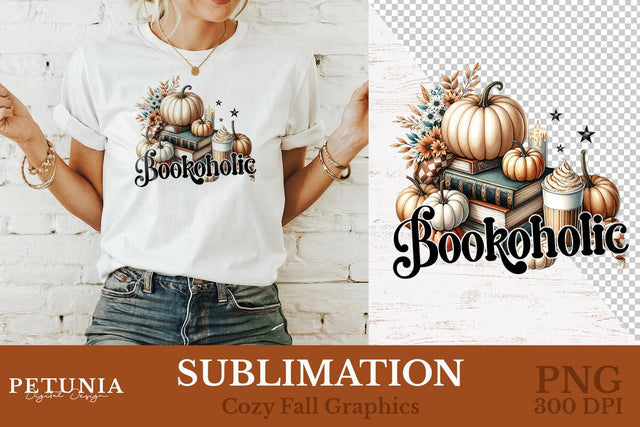 Book Lover Sublimation Design | Fall Clipart Sublimation Petunia Digital Design 