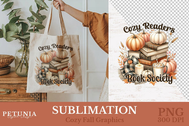 Book Lover Sublimation Design | Fall Clipart Sublimation Petunia Digital Design 