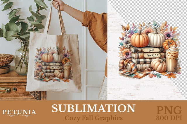 Book Lover Sublimation Design | Fall Clipart Sublimation Petunia Digital Design 