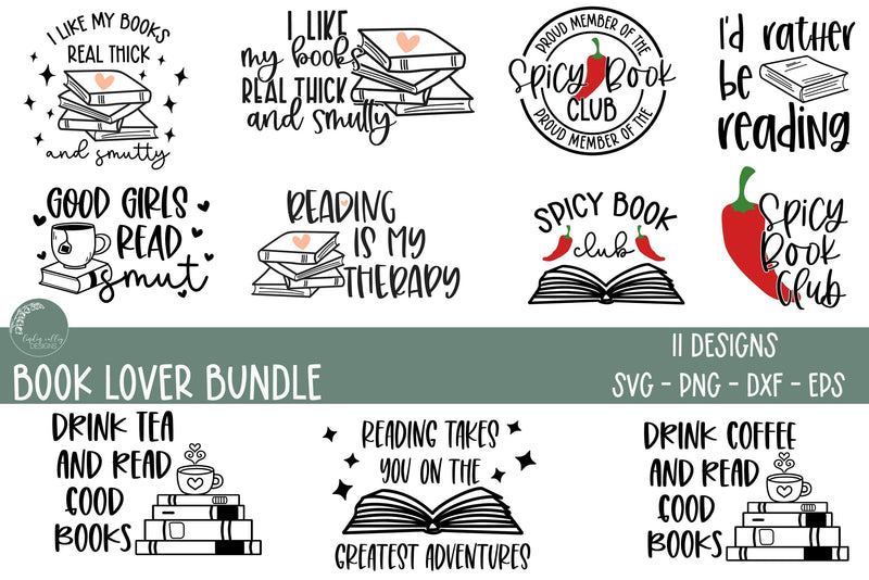 Book Lover SVG-Reading SVG-Books SVG SVG Linden Valley Designs 