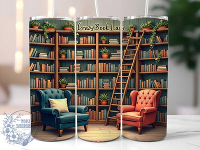 Book Lover Tumbler, Crazy Book Lady, 20oz Wrap, Sublimation Design, Reading Gifts, Digital Download, Literary Gifts Sublimation ToriDesigns 
