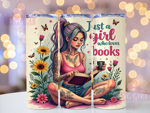Book Lover Tumbler, Sunflower Design, 20oz Tumbler Wrap, Sublimation PNG, Digital Download, Gift for Readers, Cute Tumbler Sublimation SvggirlplusArt 