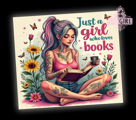 Book Lover Tumbler, Sunflower Design, 20oz Tumbler Wrap, Sublimation PNG, Digital Download, Gift for Readers, Cute Tumbler Sublimation SvggirlplusArt 