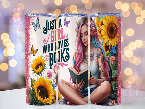 Book Lover Tumbler, Sunflower Design, 20oz Tumbler Wrap, Sublimation PNG, Digital Download, Gift for Readers, Cute Tumbler Sublimation SvggirlplusArt 