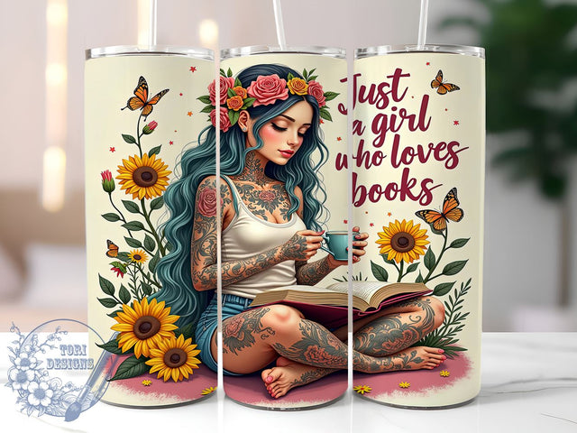 Book Lover Tumbler, Sunflower Design, 20oz Tumbler Wrap, Sublimation PNG, Reading Gift, Digital Download, Cute Tumbler Sublimation ToriDesigns 