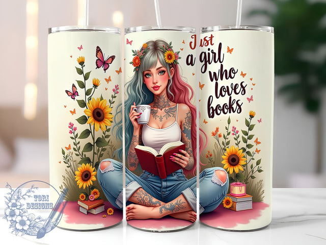 Book Lover Tumbler, Sunflower Design, 20oz Tumbler Wrap, Sublimation PNG, Reading Gift, Digital Download, Cute Tumbler Sublimation ToriDesigns 