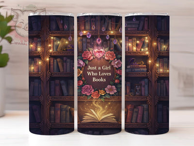 Book Lover Vintage Bookshelf 20oz Tumbler, Reading Pattern, Vintage Books, Leather Bound, Purple Bookshelf, Skinny Tumbler, Sublimation PNG Sublimation Lara' s Designs 