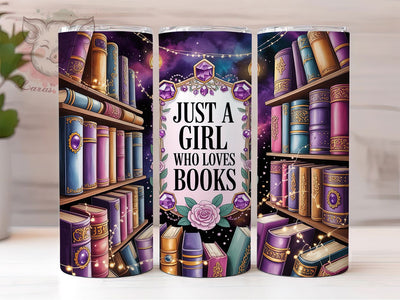 Book Lover Vintage Reads 20oz Tumbler, Just A Girl, Vintage Books, Seamless Design, Reading Theme, 20oz Tumbler Wrap, Sublimation PNG Sublimation Lara' s Designs 