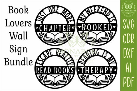 Book Lover Wall Sign Bundle SVG x 4 SVG APInspireddesigns 
