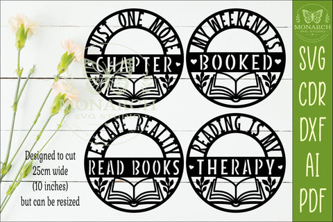 Book Lover Wall Sign Bundle SVG x 4 SVG APInspireddesigns 