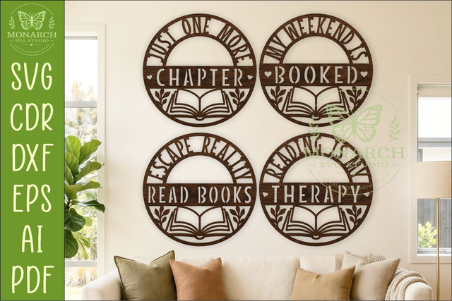 Book Lover Wall Sign Bundle SVG x 4 SVG APInspireddesigns 