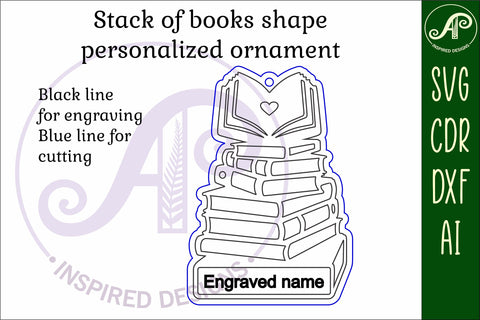 Book lovers Christmas Ornament SVG laser cut SVG APInspireddesigns 