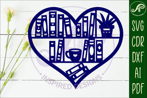 Book lovers heart wall sign, SVG file. vector sign SVG APInspireddesigns 