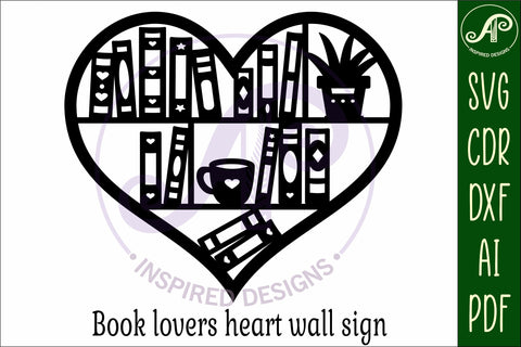 Book lovers heart wall sign, SVG file. vector sign SVG APInspireddesigns 