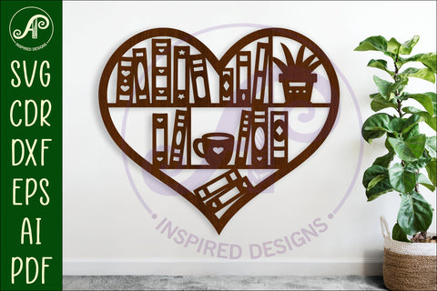 Book lovers heart wall sign, SVG file. vector sign SVG APInspireddesigns 