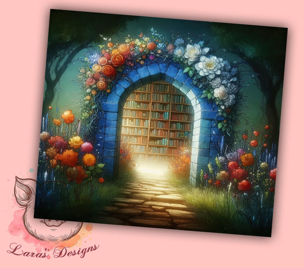 Book Lover's Library 20oz Tumbler Png, Straight & Tapered Tumbler Png ...