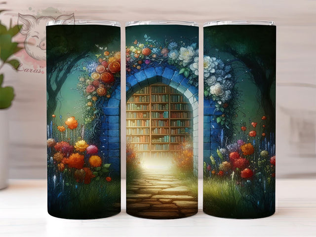 Book Lover's Library 20oz Tumbler Png, Straight & Tapered Tumbler Png, Librarian Tumbler Png, Digital Download PNG Sublimation Lara' s Designs 