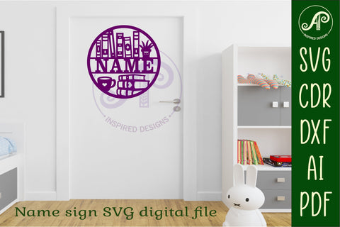 Book lovers name wall art sign, SVG personalized sign SVG APInspireddesigns 