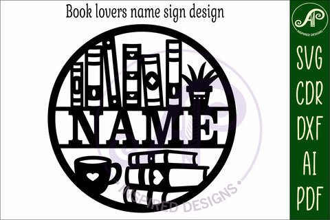 Book lovers name wall art sign, SVG personalized sign SVG APInspireddesigns 
