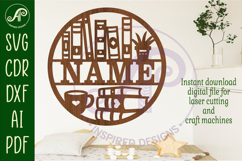 Book lovers name wall art sign, SVG personalized sign SVG APInspireddesigns 