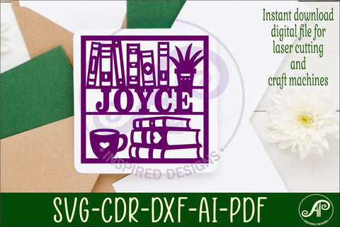 Book lovers square named wall sign or card topper svg SVG APInspireddesigns 