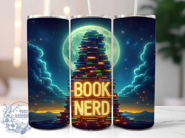 Book Nerd 20oz Skinny Tumbler, Book Lover Tumbler Png, Straight & Tapered Tumbler Wrap, Instant Digital Download Sublimation ToriDesigns 