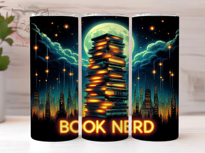 Book Nerd 20oz Tumbler Png, Straight & Tapered Tumbler Png, Book Lover Tumbler Png, Digital Download PNG Sublimation Lara' s Designs 