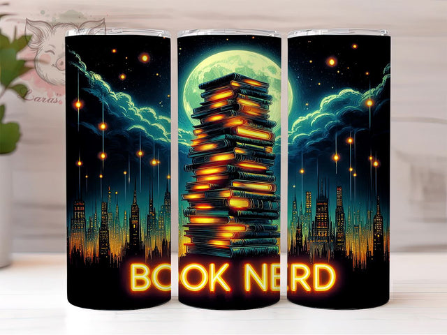Book Nerd 20oz Tumbler Png, Straight & Tapered Tumbler Png, Book Lover Tumbler Png, Digital Download PNG Sublimation Lara' s Designs 