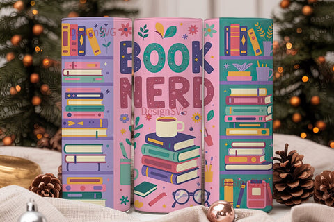 Book Nerd 20oz Tumbler Wrap Sublimation DesignSVG 