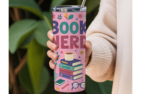 Book Nerd 20oz Tumbler Wrap Sublimation DesignSVG 