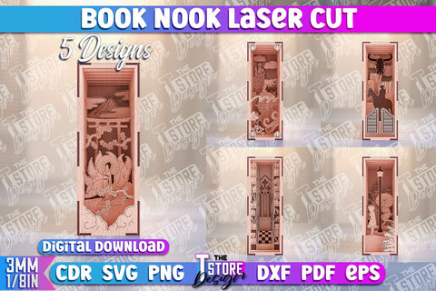 Book Nook Laser Cut Design | Book Lover | CNC File SVG The T Store Design 