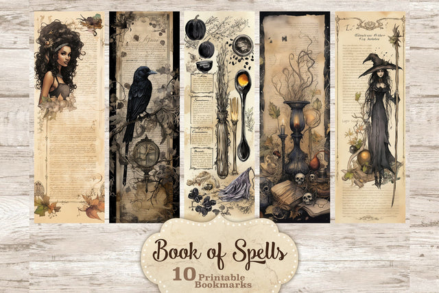 Book Of Spells Bookmarks | Witch Printable Paper SVG GlamArtZhanna 