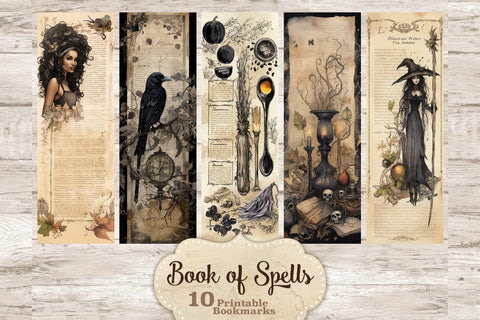 Book Of Spells Bookmarks | Witch Printable Paper SVG GlamArtZhanna 