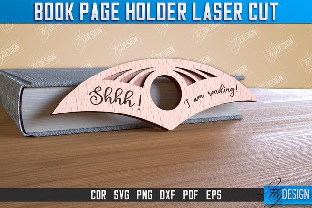 Book Page Holder Laser Cut | Accessories for Book | Book Lovers | CNC File SVG Fly Design 