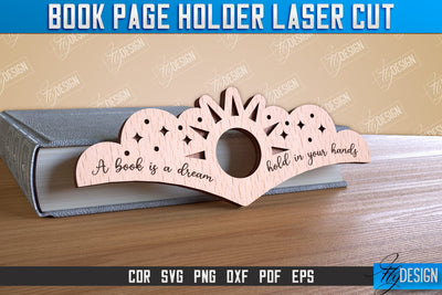 Book Page Holder Laser Cut | Accessories for Book | Book Lovers | CNC File SVG Fly Design 