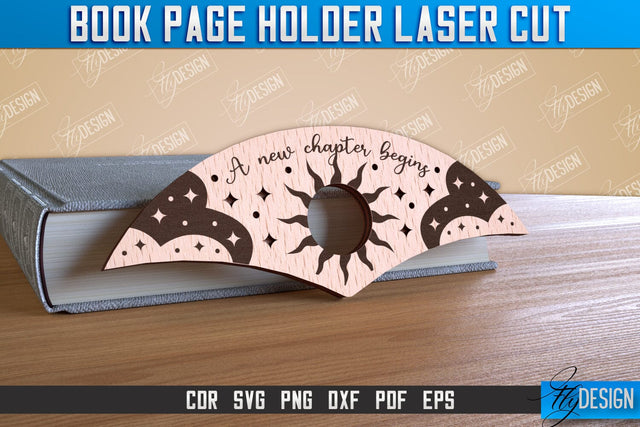 Book Page Holder Laser Cut | Accessories for Book | Book Lovers | CNC File SVG Fly Design 
