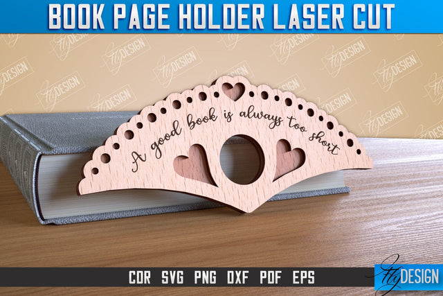 Book Page Holder Laser Cut | Accessories for Book | Book Lovers | CNC File SVG Fly Design 
