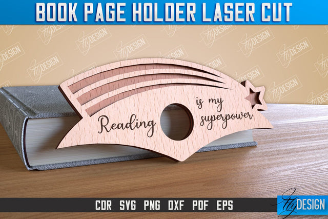 Book Page Holder Laser Cut | Accessories for Book | Book Lovers | CNC File SVG Fly Design 