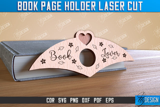 Book Page Holder Laser Cut | Accessories for Book | Book Lovers | CNC File SVG Fly Design 