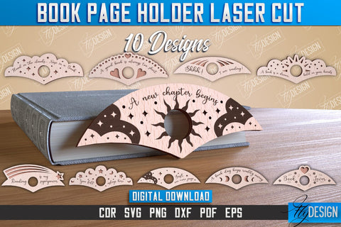 Book Page Holder Laser Cut | Book Buddy Laser Cut SVG Bundle | Thumb Page Holder Design | Thumb Page Spreader Lasercut SVG Fly Design 