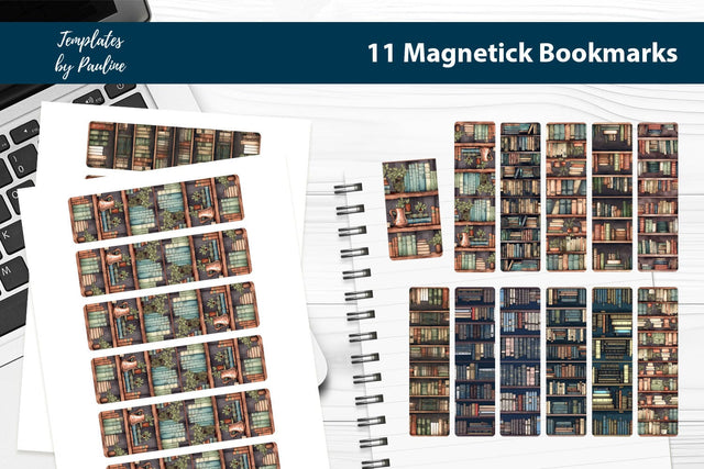 Book printable magnetic bookmark bundle SVG Templates by Pauline 