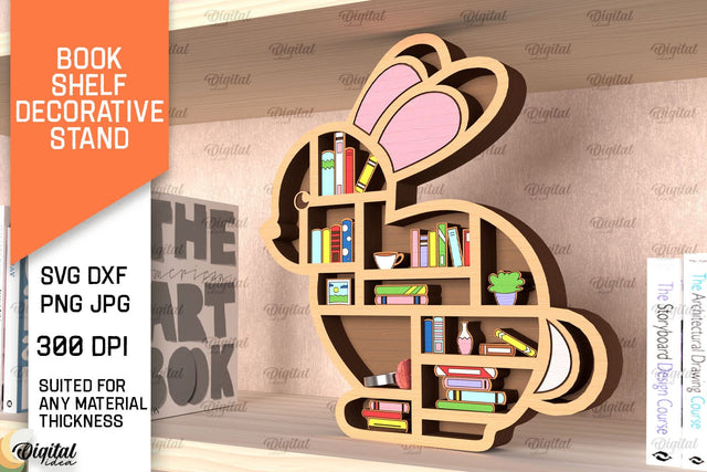 Book Shelf Decorative Stand Laser Cut. Home Decor SVG SVG Evgenyia Guschina 