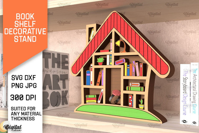 Book Shelf Decorative Stand Laser Cut. Home Decor SVG SVG Evgenyia Guschina 