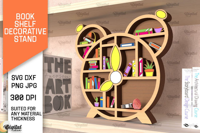 Book Shelf Decorative Stand Laser Cut. Home Decor SVG SVG Evgenyia Guschina 