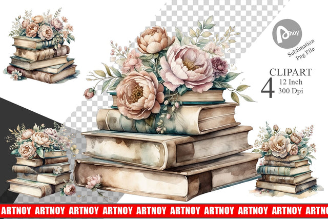 Book Stack Clipart Sublimation artnoy 