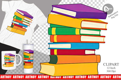 Book Stack Clipart Sublimation artnoy 